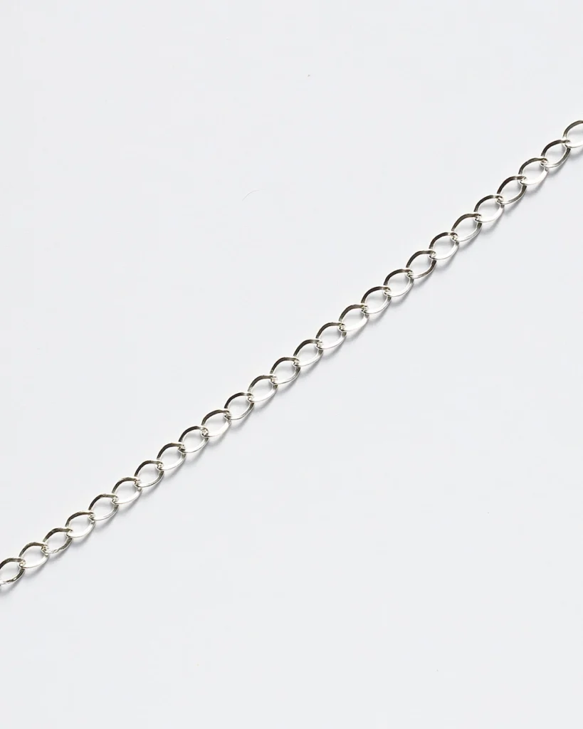 Silver chain on white background
